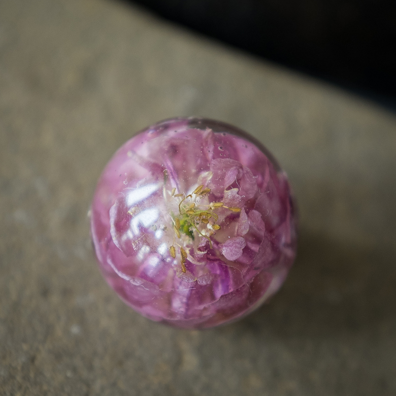 25mm sphere pendant, Pink Columbine